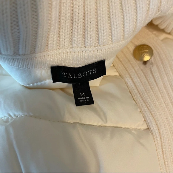 NWOT Talbots Sweater Sleeve Puffer Jacket Ivory Sz M - Picture 10 of 12